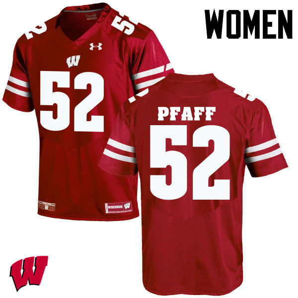 Wisconsin Badgers Women's #52 David Pfaff NCAA Under Armour Authentic Red College Stitched Football Jersey LU40A24IT